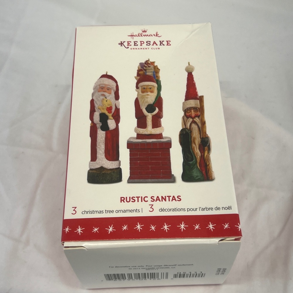 Hallmark‎ KOC Rustic Santas 2016 Christmas Tree Ornaments Set FREE SHIPPING
